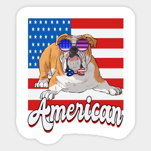 English Bulldog American 4th of July Sticker